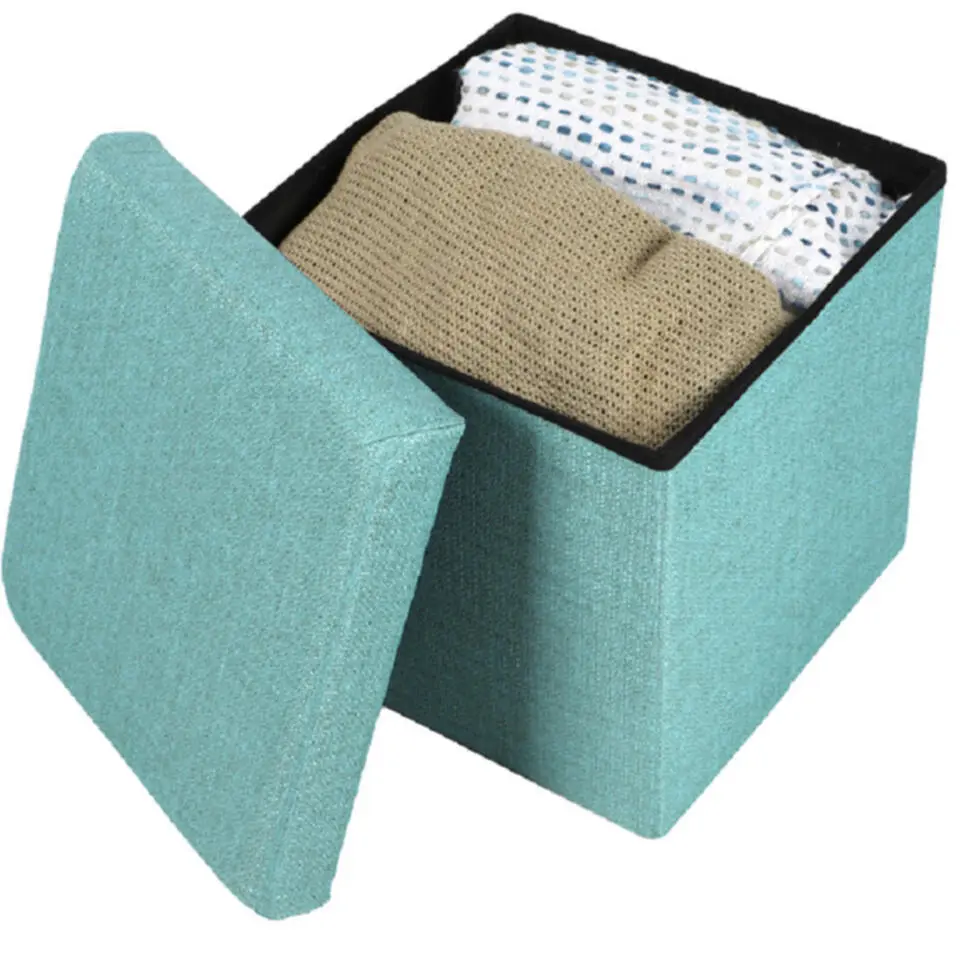 Urban Living poef/hocker/opbergbox - mintgroen - mdf - 38 x 38 cm