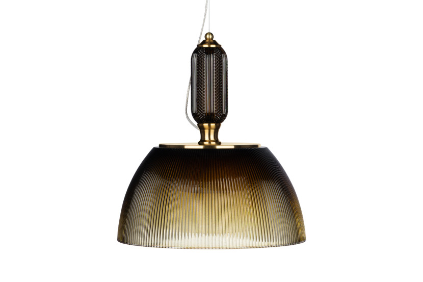 Lampa wisząca ONEKO ze szklanym kloszem butelkowa zieleń żłobiony klosz