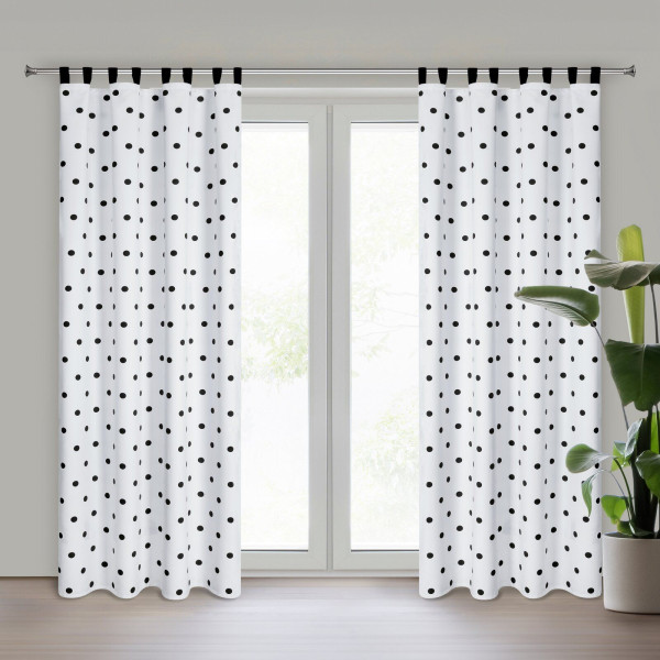 Zasłona Busa 140X270 cm biała z czarnym akcentem na szelkach