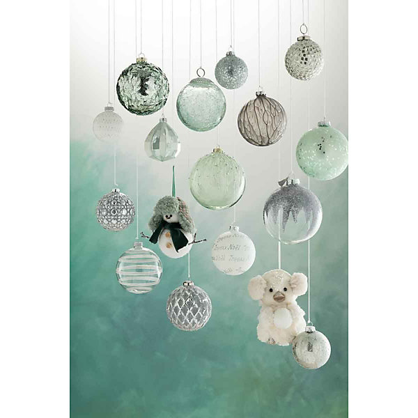 Boite de 4 boules de Noël en verre vert menthe 10.5x10.5x12 cm