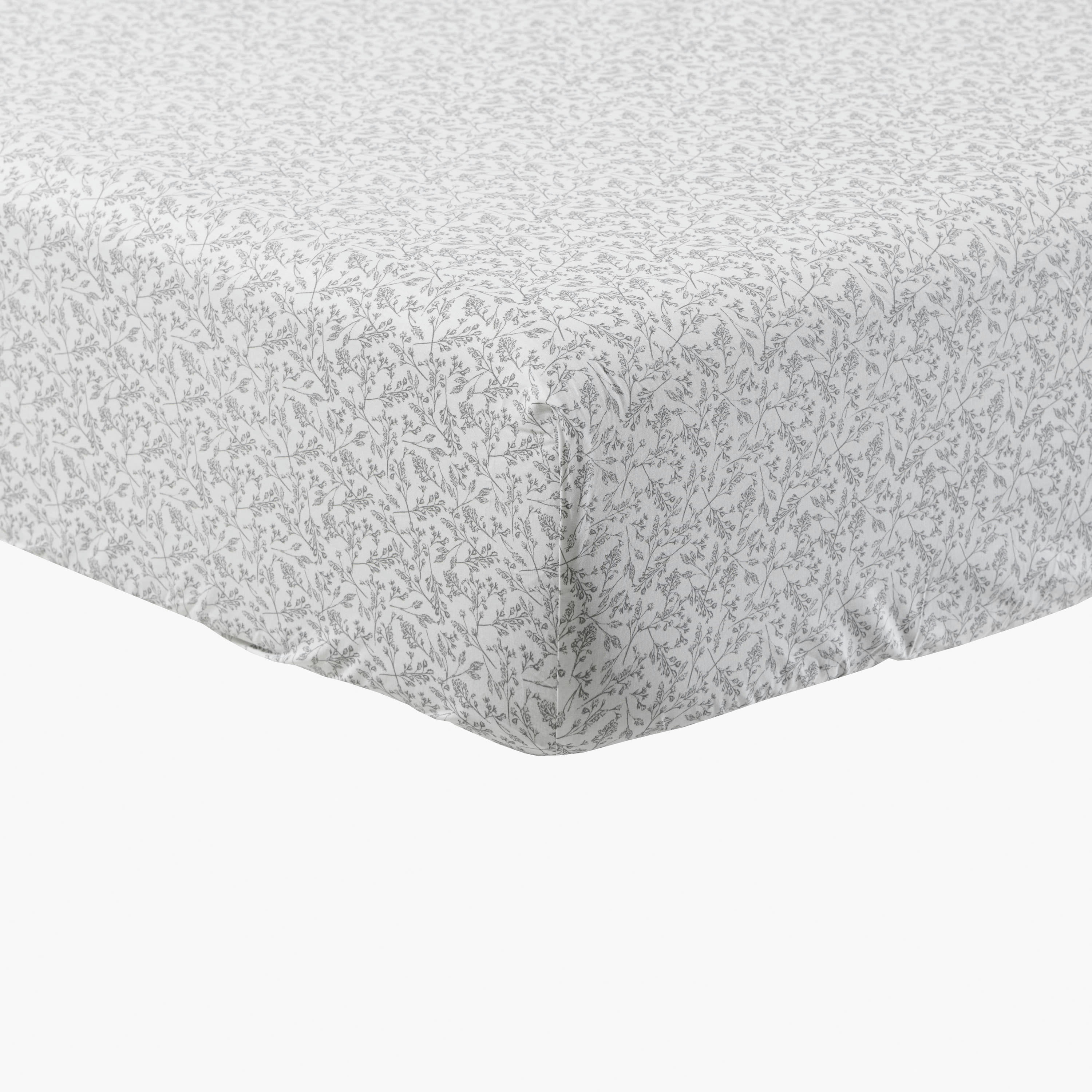 ELOGES - Drap housse percale de coton imprimé gris 160 x 200 cm