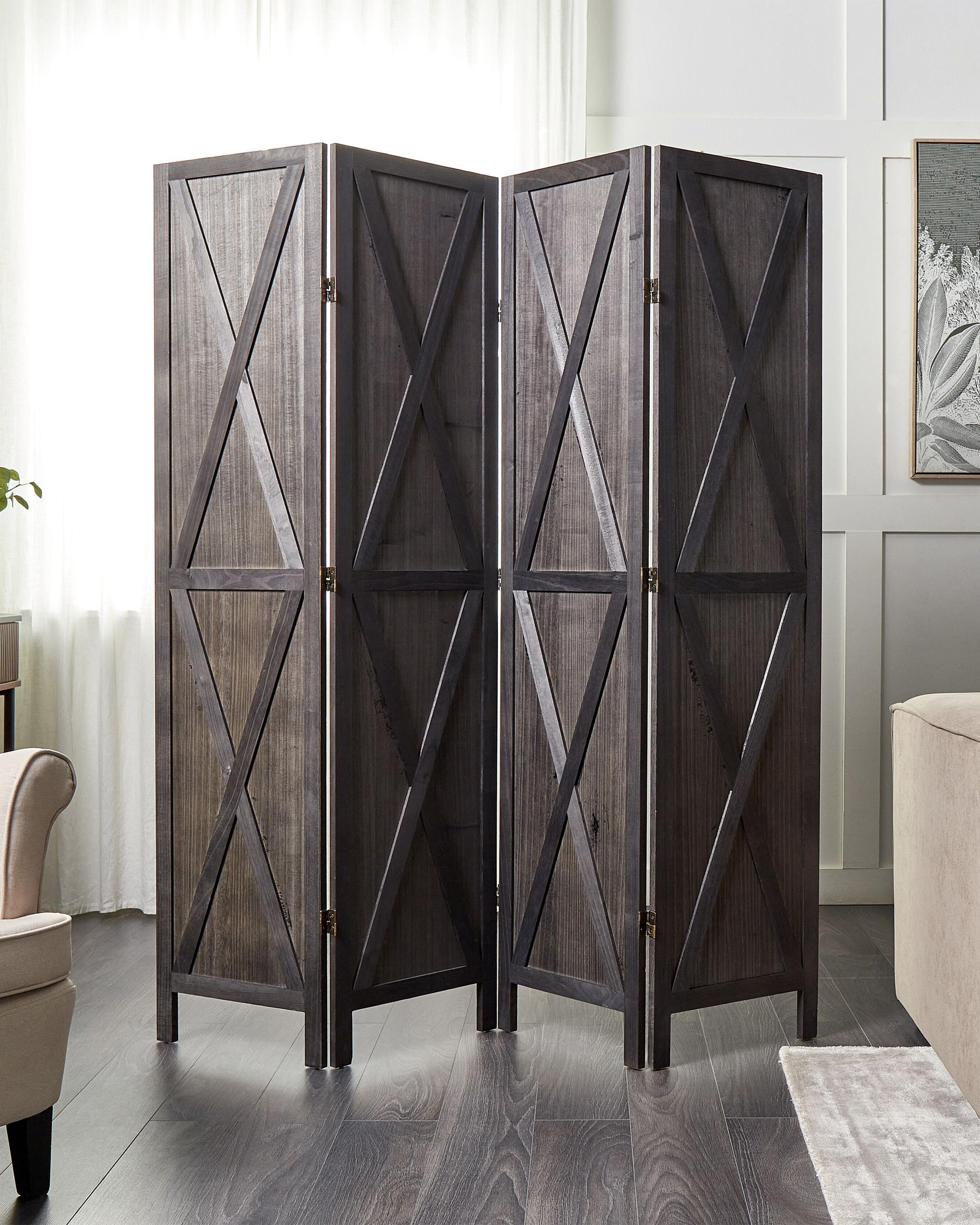 4 Panel Room Divider RIDANNA Dark Brown 163 cm 170 cm