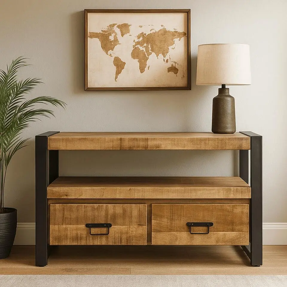 Mangohoutonline - TV Meubel Britt 100cm Rechthoekig - Bruin - Mahom