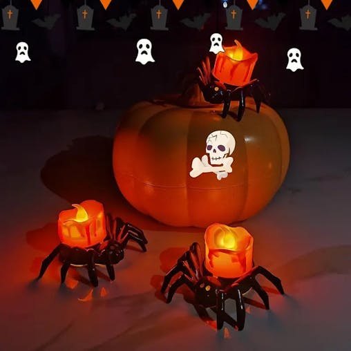NNETM Arachnid Glow: 12Pack Halloween Spider Flameless Candlelight