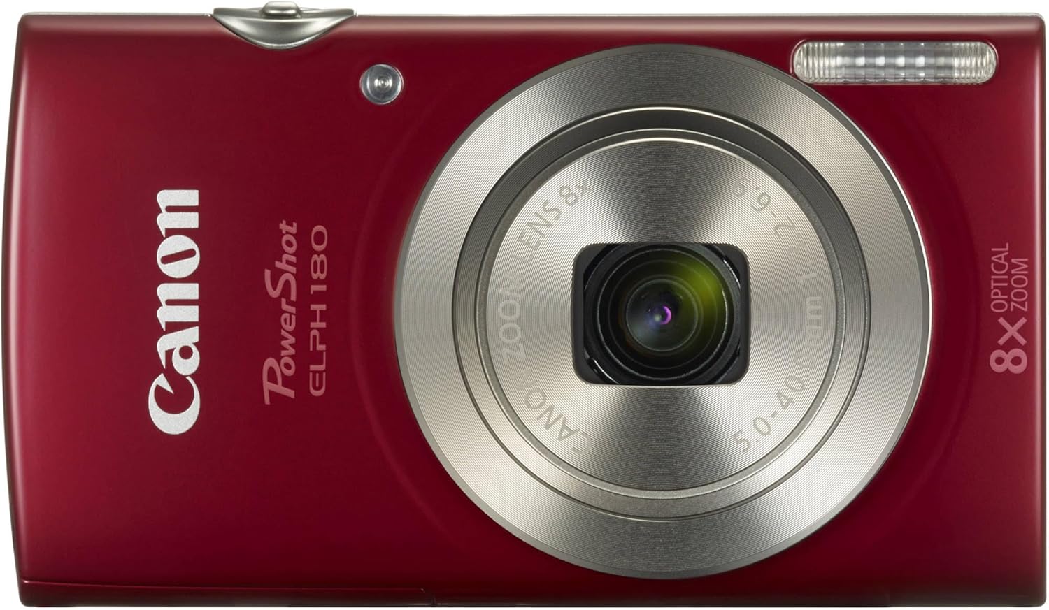 Canon PowerShot ELPH 180 Digital Camera Bundle (Red) Compact Point and Shoot with Optical Zoom | Easy Controls Lightweight Design for Travel Family and Everyday Photography with Case and 64GB Card
