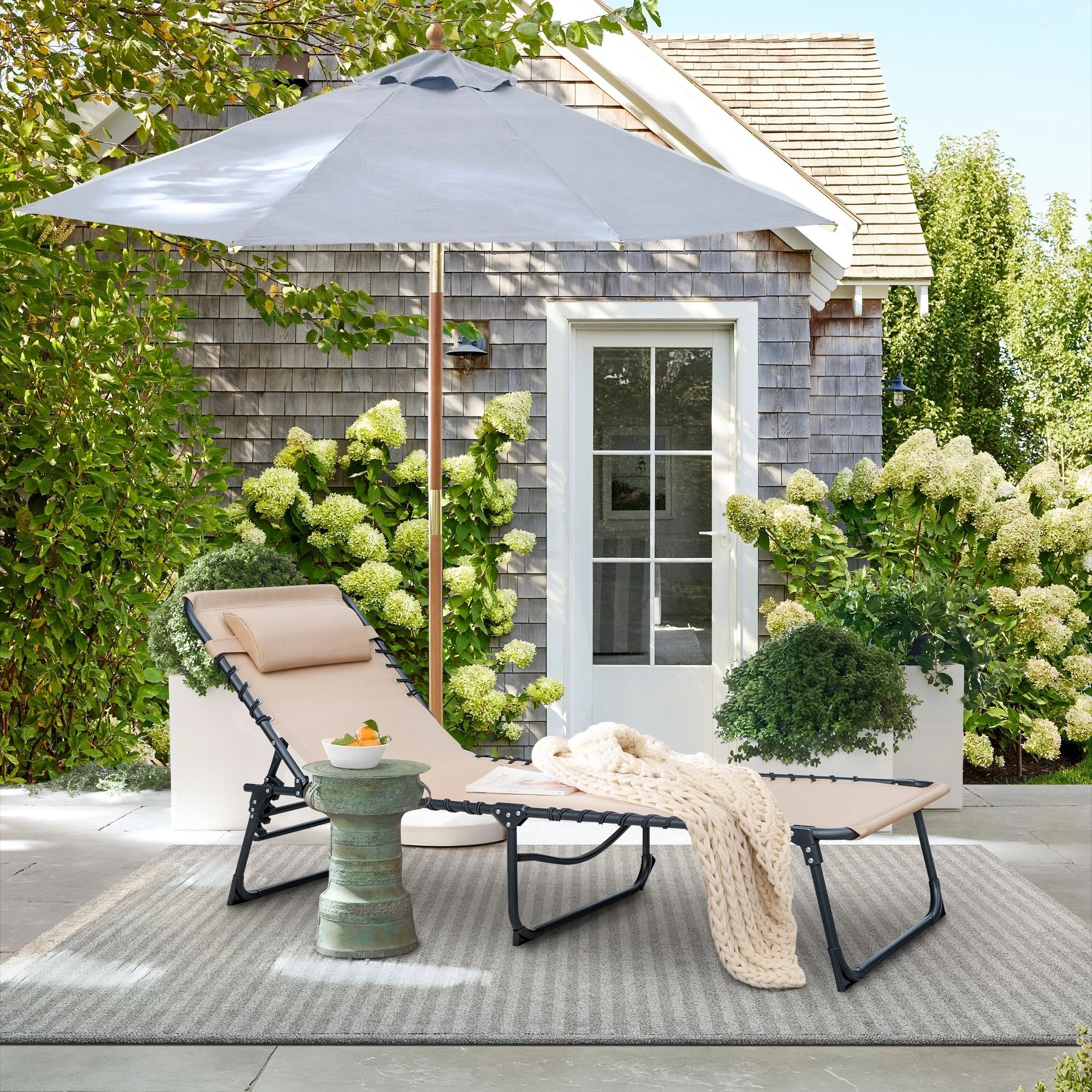 Homall Reclining Patio Lounge Chair Outdoor Sun Lounger Adjustable Chaise Beach Chair