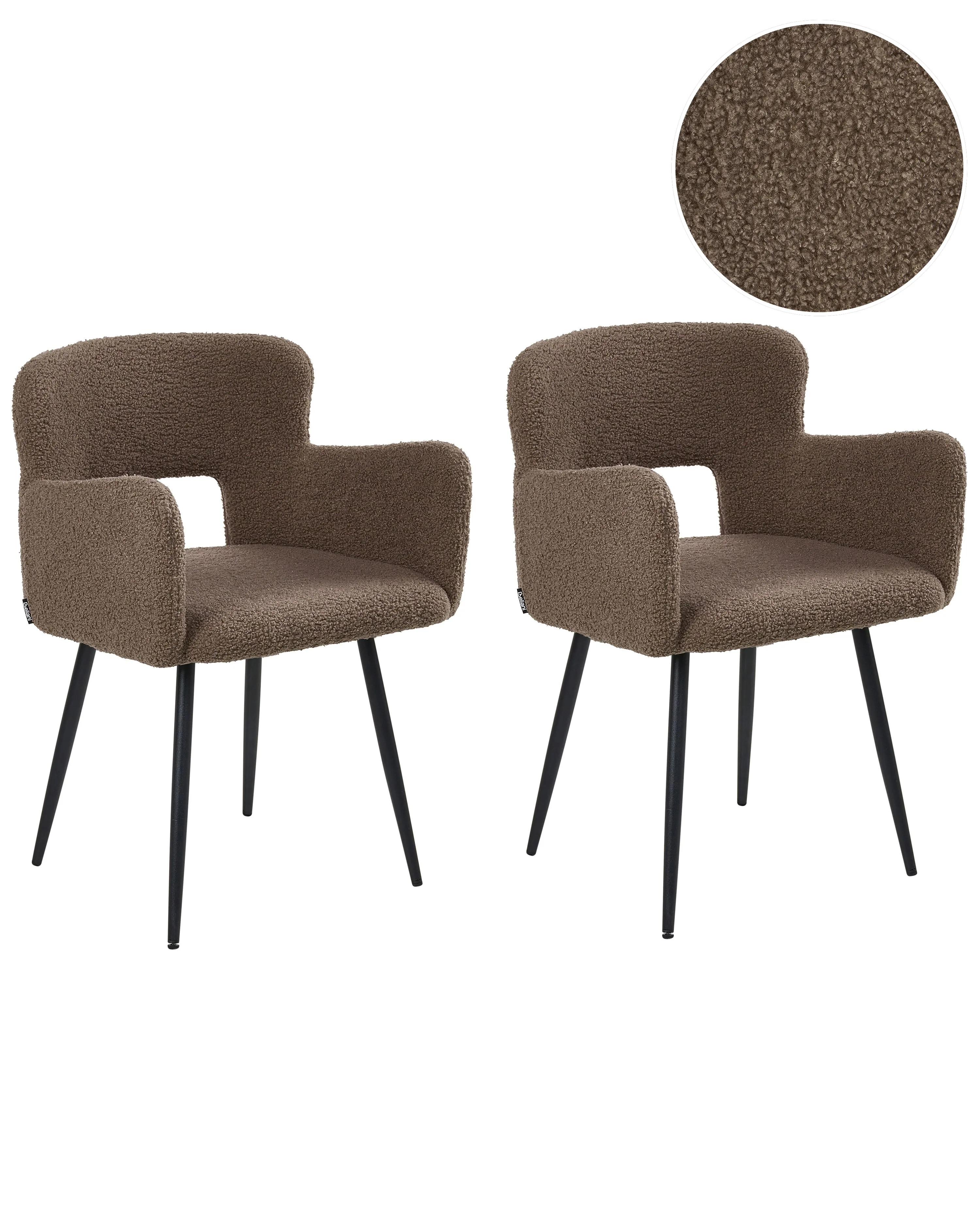 Set of 2 Dining Chairs SANILAC Boucle Brown