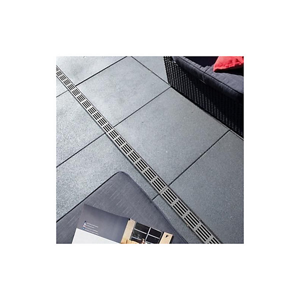 Caniveau étroit 6 cm Grille aluminium NOIR - SLIMLINE - ACO - élément d'angle
