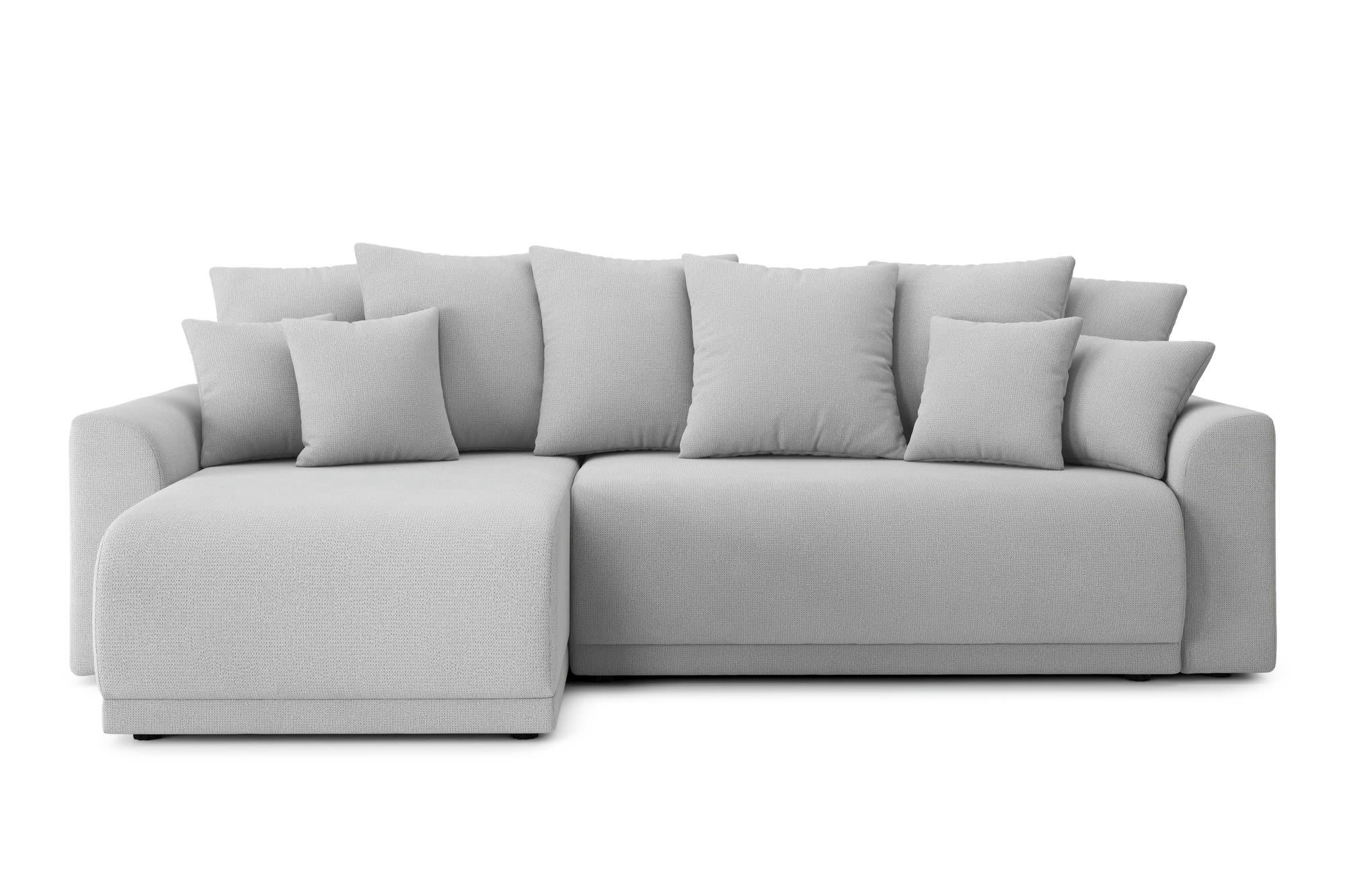 NOVA - Canapé d'angle convertible en tissu 4 places gris