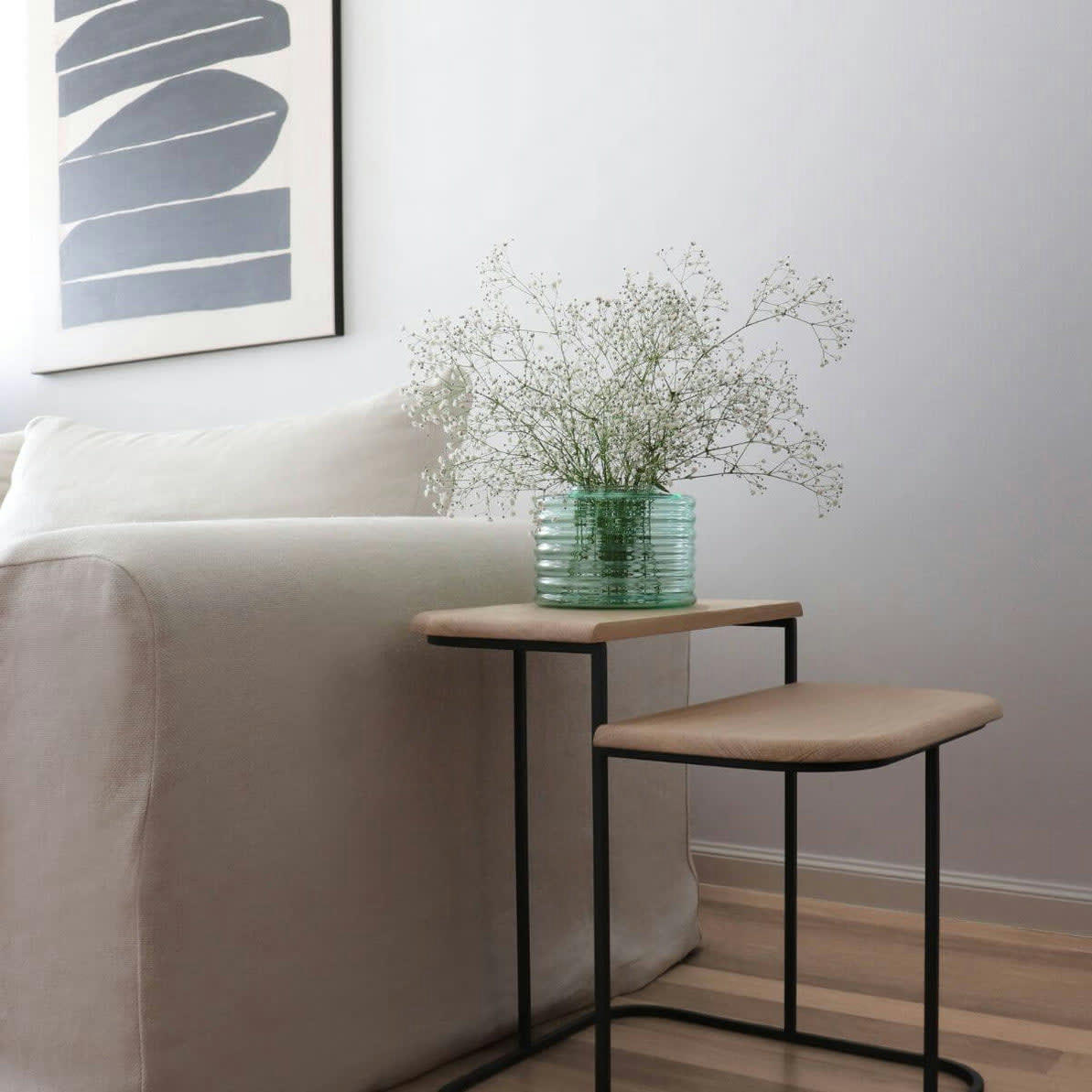 - DUO LUKA - 2 Vases déco en verre soufflé kaki poudré