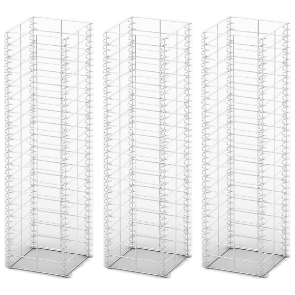 Zestaw 3 Koszy Gabionowych Ogrodzenie Płot Stal 25x25x100 cm Srebrny