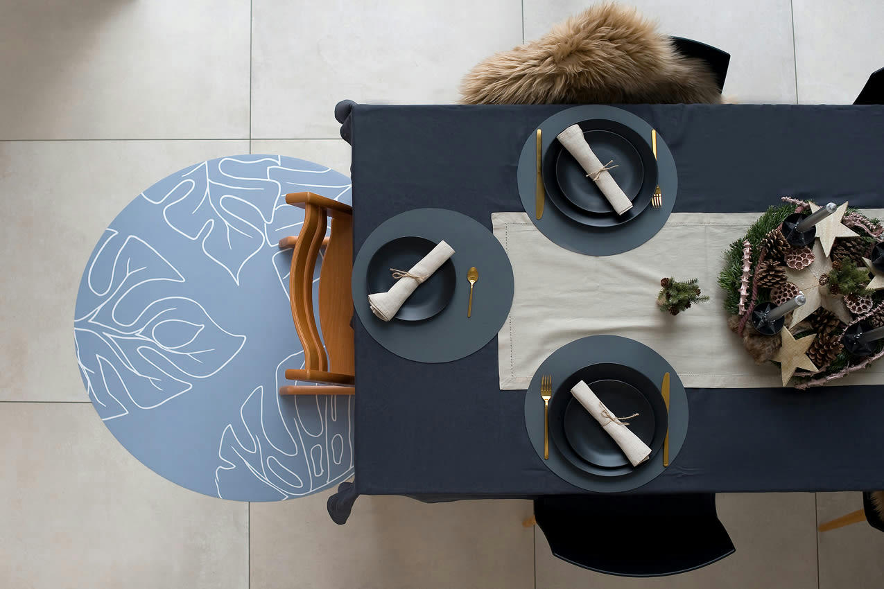 JUNGLE - Tapis multifonction en vinyle bébé bleu diamètre 105cm