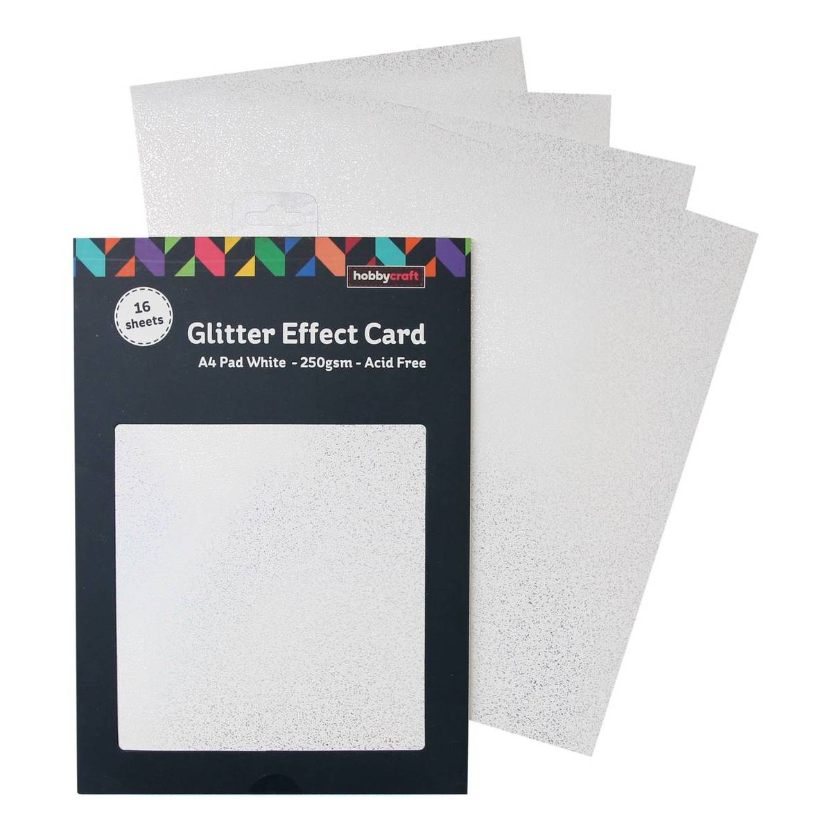 White Glitter Effect Card A4 16 Sheets