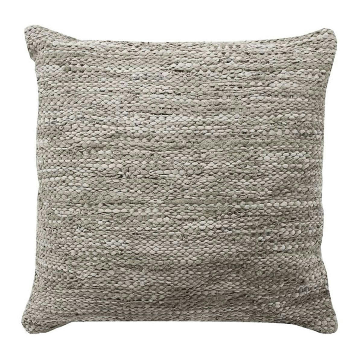 SKIN - Coussin en cuir tressé taupe 45x45