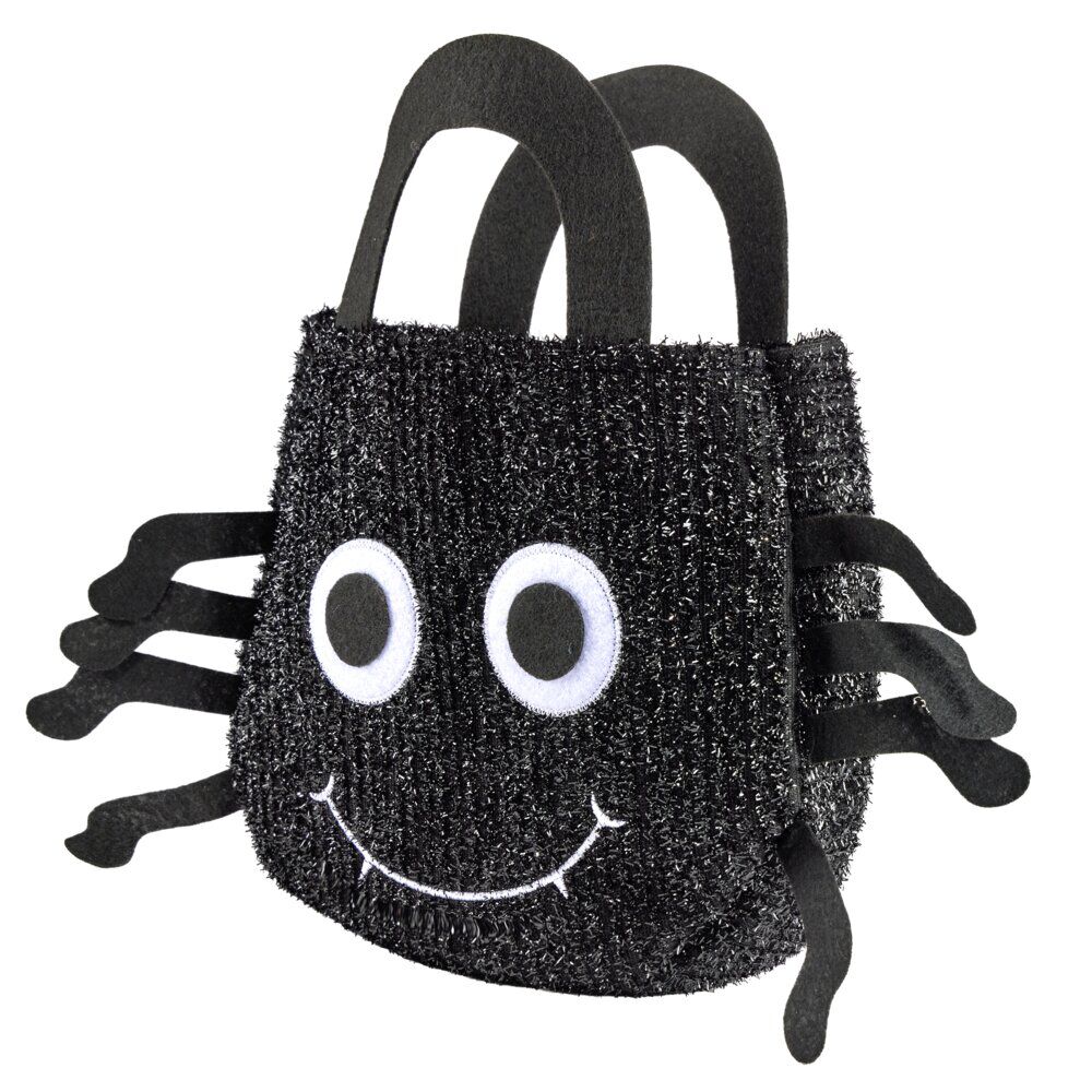 Sac à bonbons Halloween araignée noir ou violet Ø31xH43cm (2 modèles)