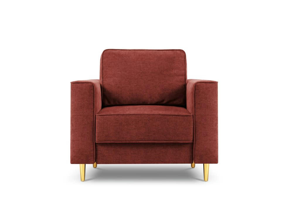 DUNAS - Fauteuil en tissu structuré rouge
