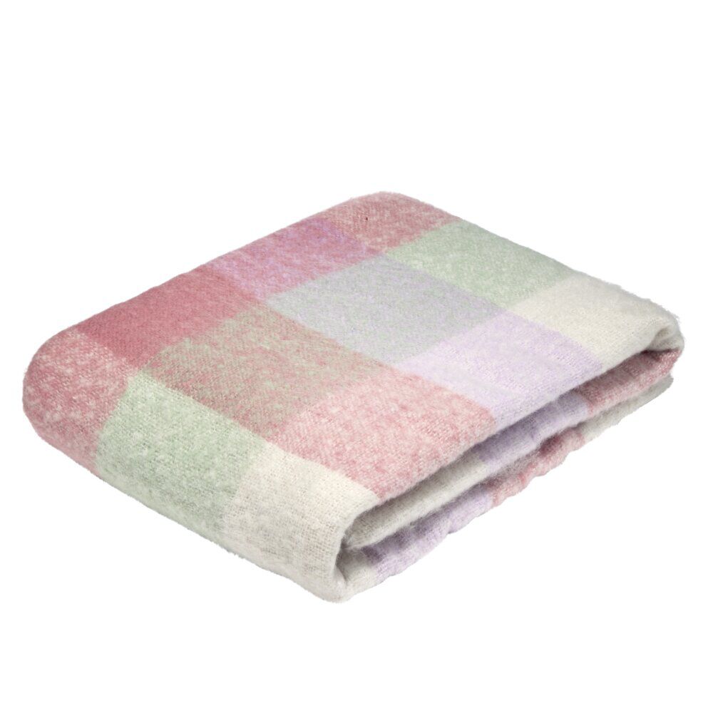 Plaid épais colorblock 130x160cm (2 modèles bleu ou rose)