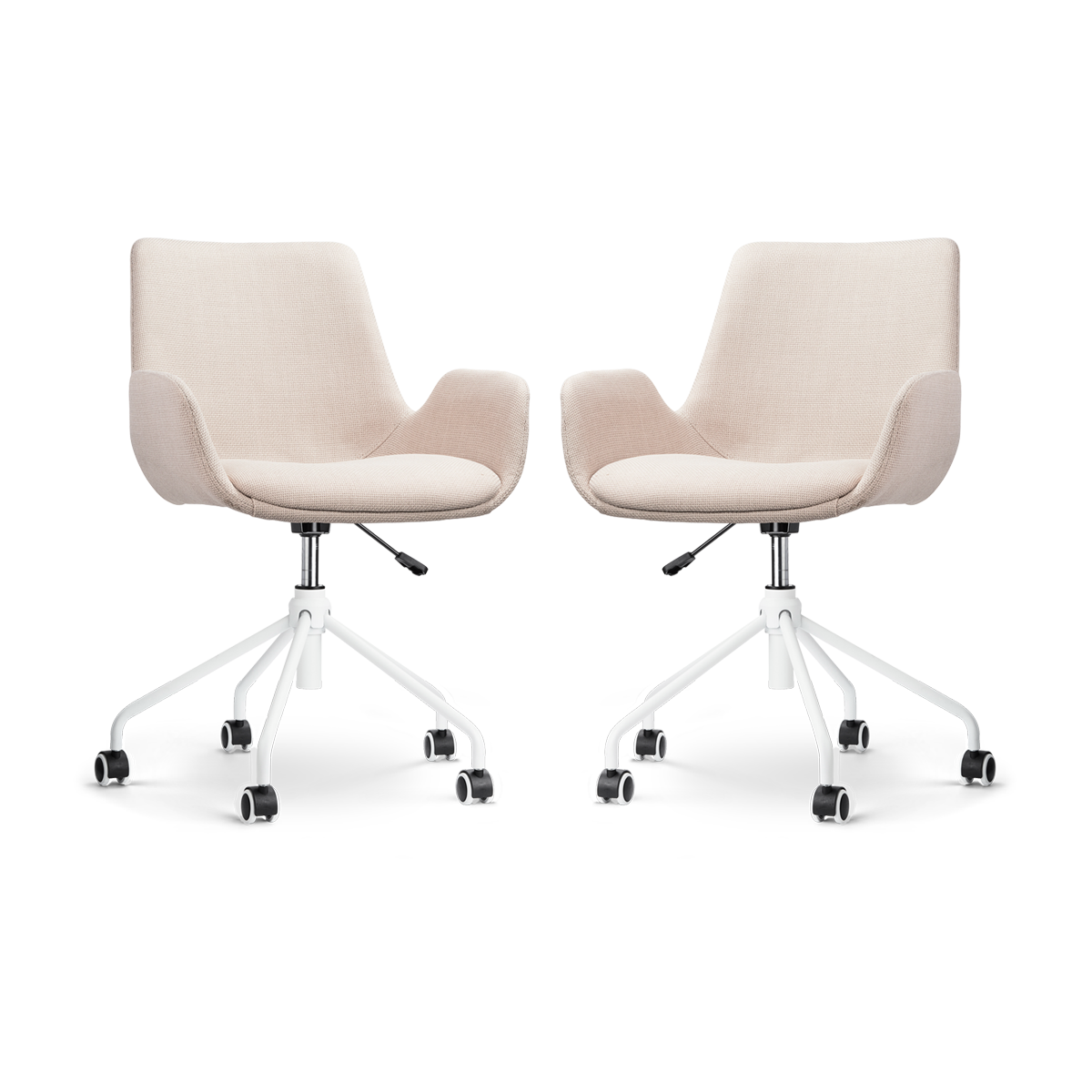 Nolon Nout-Eef Bureaustoelen Set van 2 - Beige - Wit Onderstel