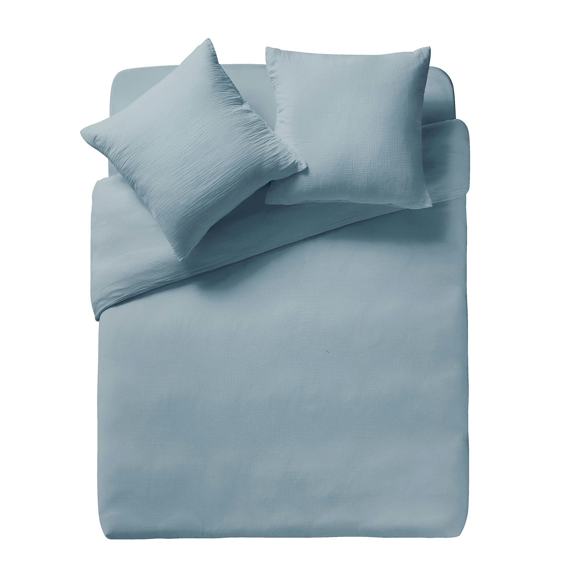 TENDRESSE - Taie d'oreiller unie en coton bleu 65x65