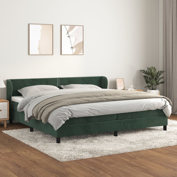 Łóżko Kontynentalne z Materacem Zielone do Sypialni Aksamit 200x200 cm