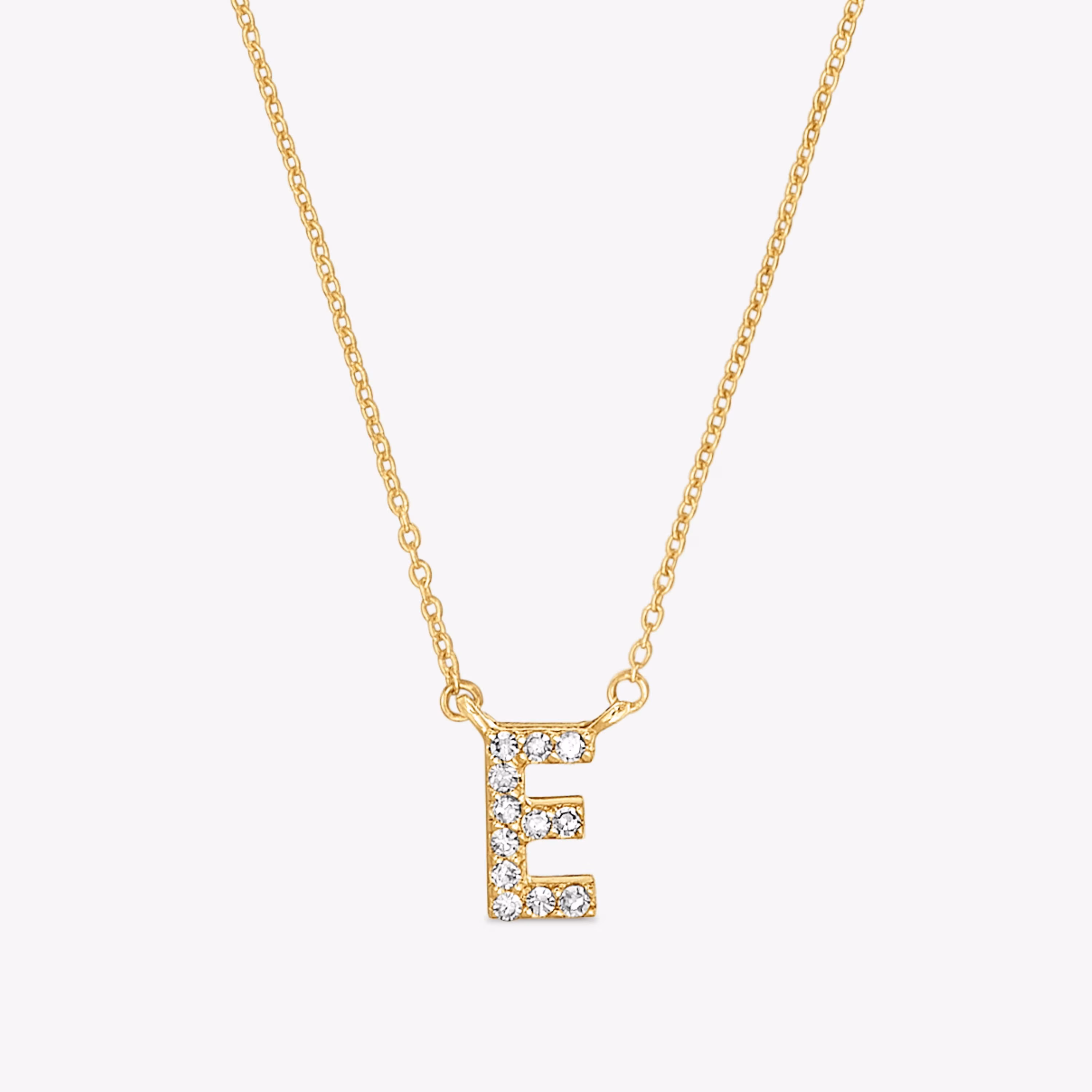 Collar corto de oro y 0,05 ct de diamantes letra E Alphabet