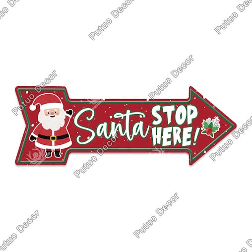 NNEOBA Putuo Decor Happy Christmas Vintage Metal Tin Arrow Sign - 7.8 x 11.8 In
