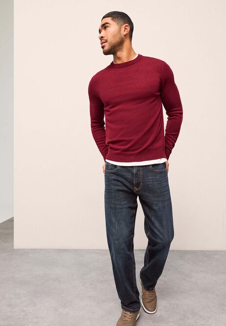 Mens Red Soft Touch Crew Neck Jumper