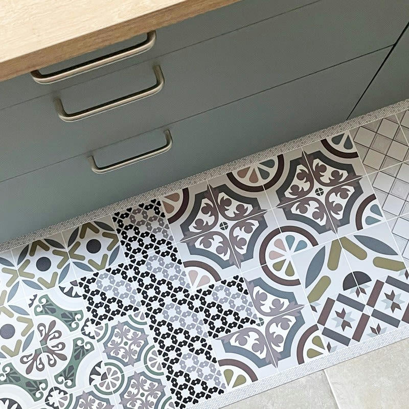 NAPLES - Tapis Vinyle Médium l 50xL120cm Multicolore Carreaux de ciment