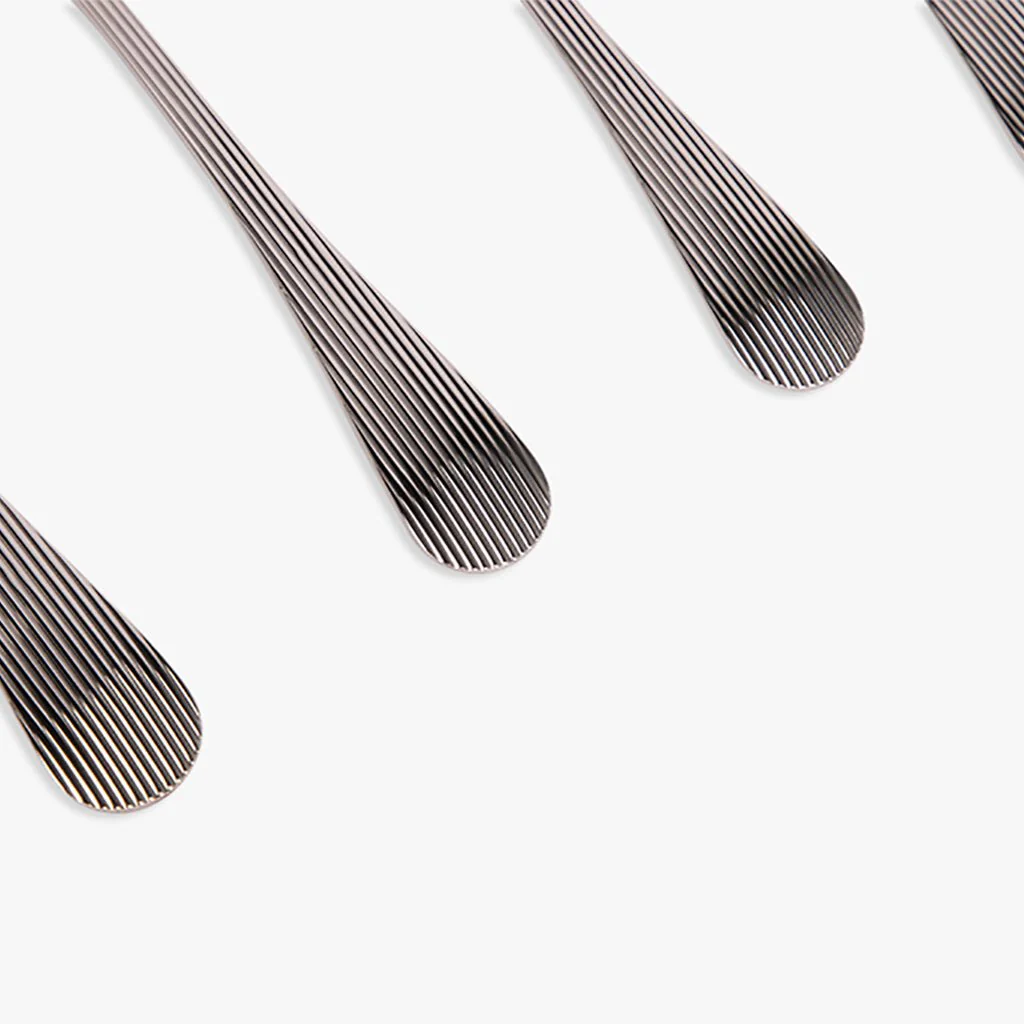 Conjunto 4 Colheres de Sobremesa Aço Inox Prateado GROOVY