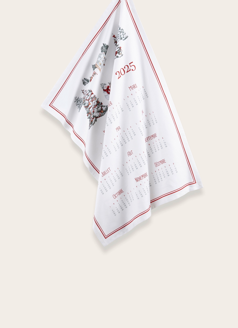 TORCHON SCÈNE CALENDRIER MULTICOLORE