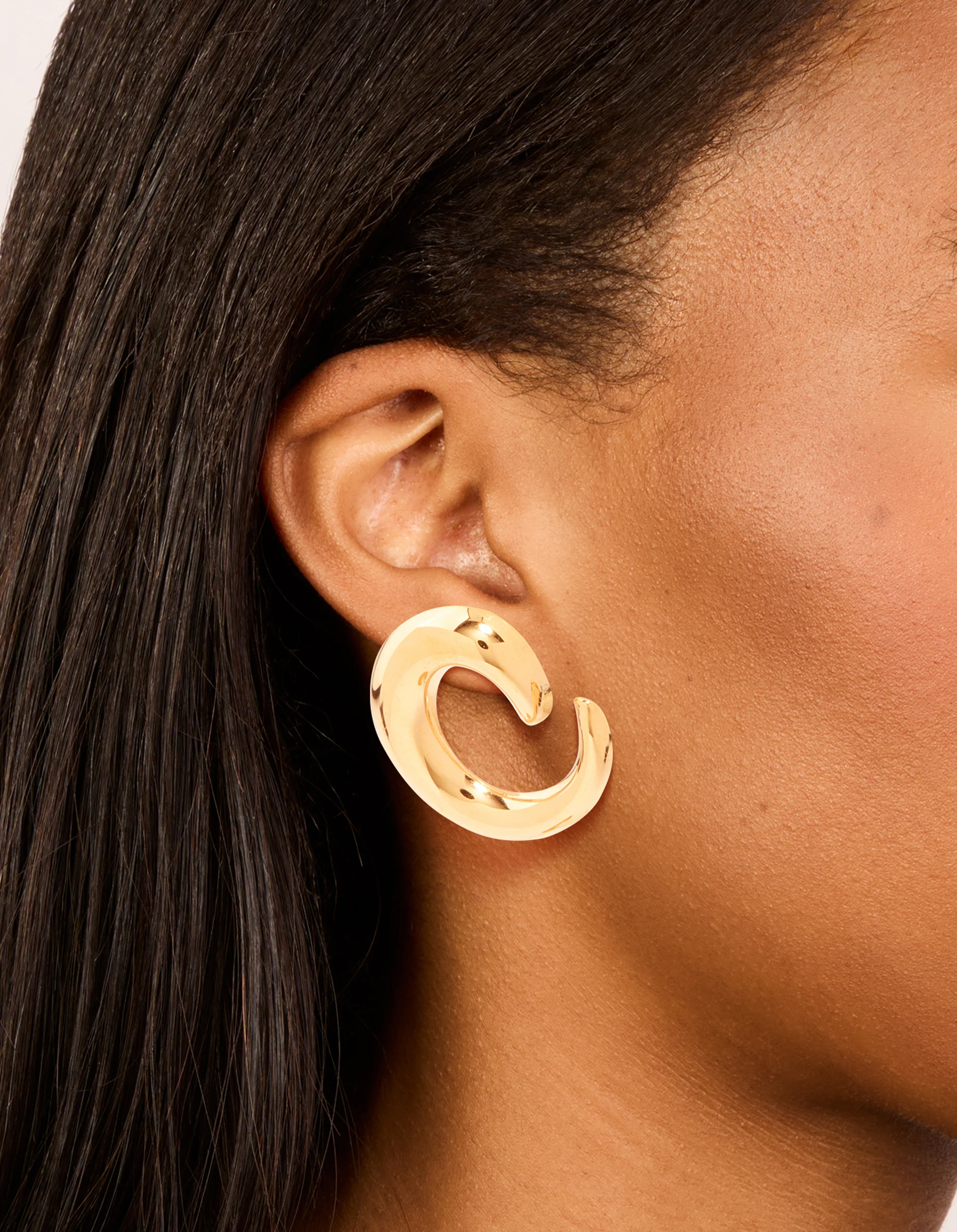 Waterproof Gold Plated Stainless Steel Swirl Statement Stud Earrings