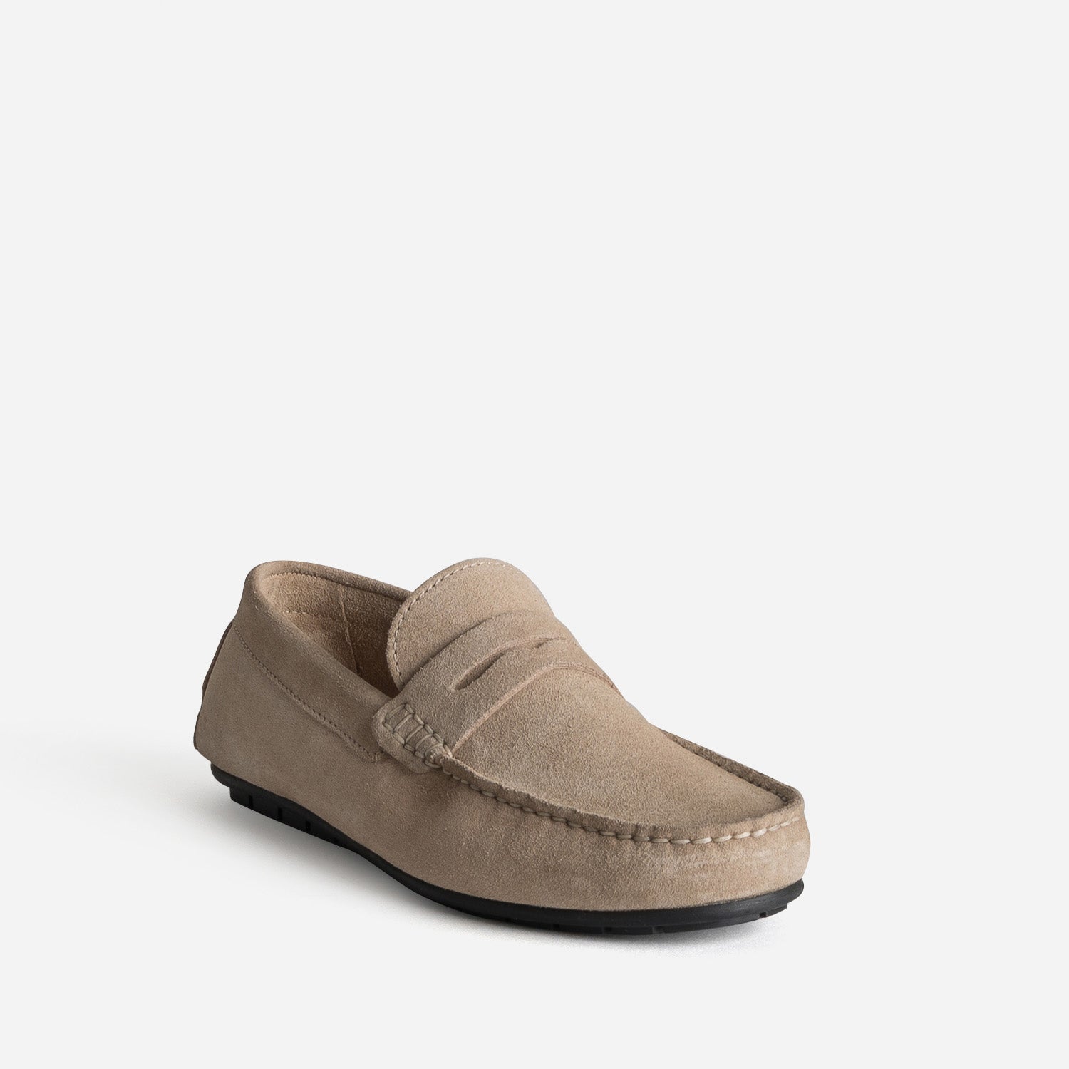 Mocassin beige cuir velours