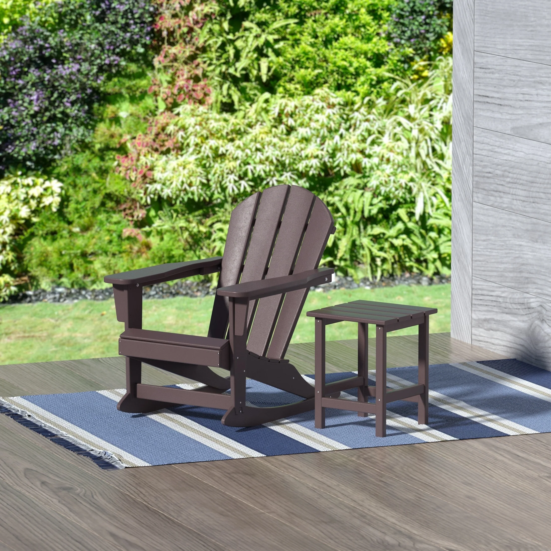 Polytrends Laguna Hdpe All Weather Outdoor Patio Rocking Chair With Side Table (2-Piece Set)