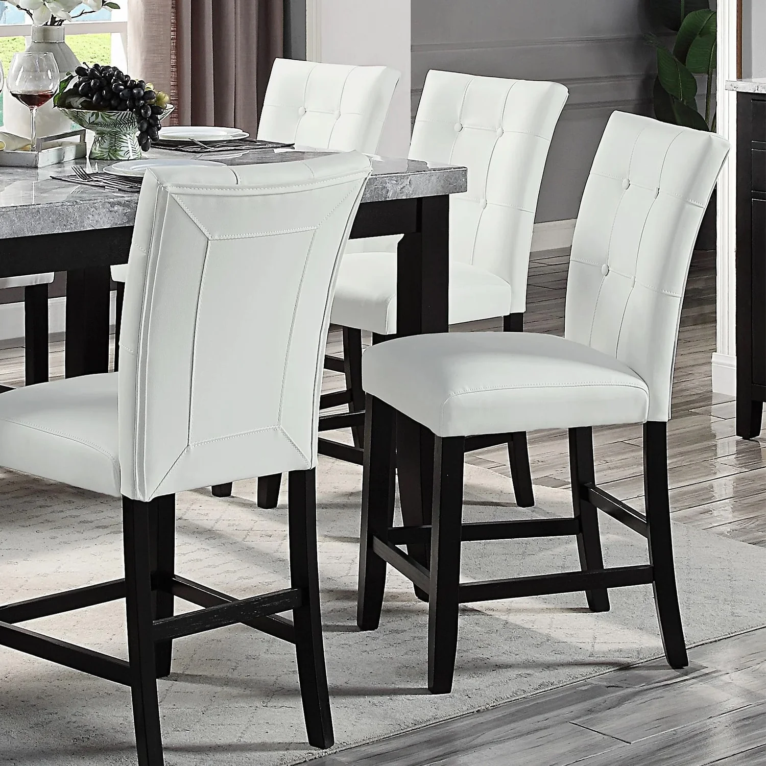 Set of 2 Upholstered Chairs in White and Black