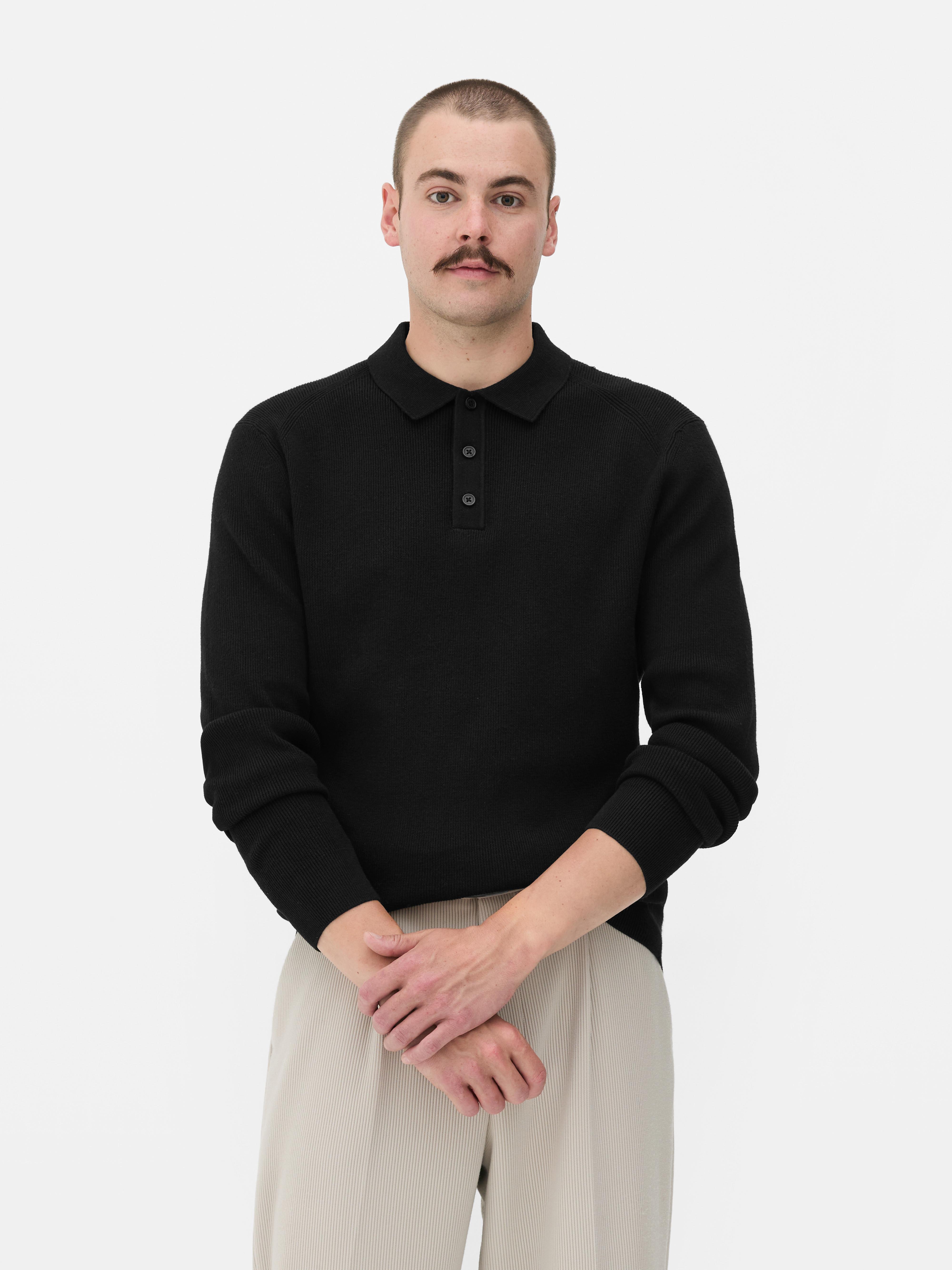 Ribbed Polo Sweater