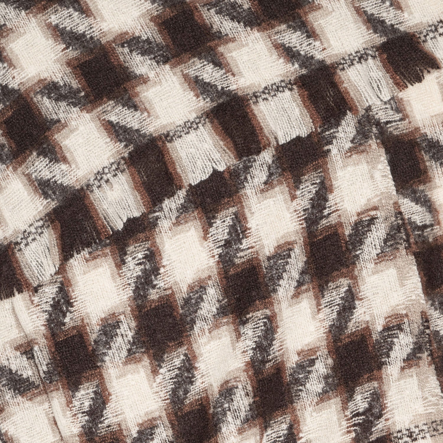 Foulard marron motif pied-de-coq