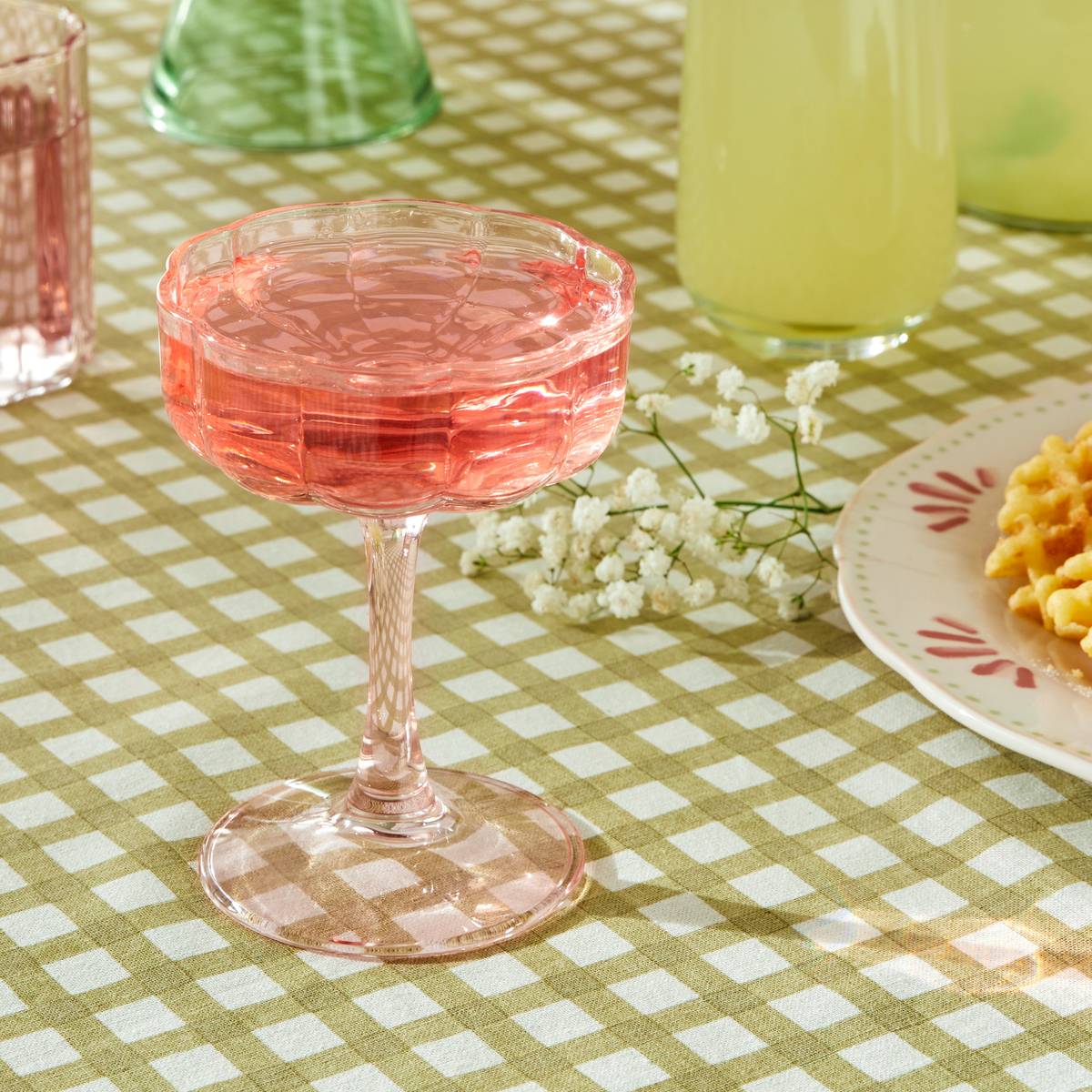 Set of 6 "Fleur De Rose" cocktail glasses 150 ml, glass, Pink