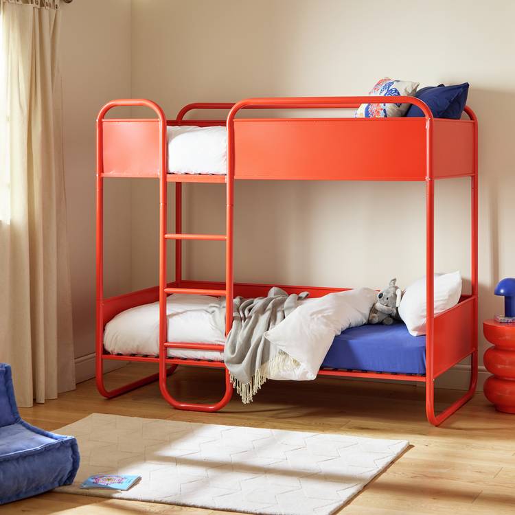Habitat Rory Metal Single Bunk Bed with 2 Mattress - Red