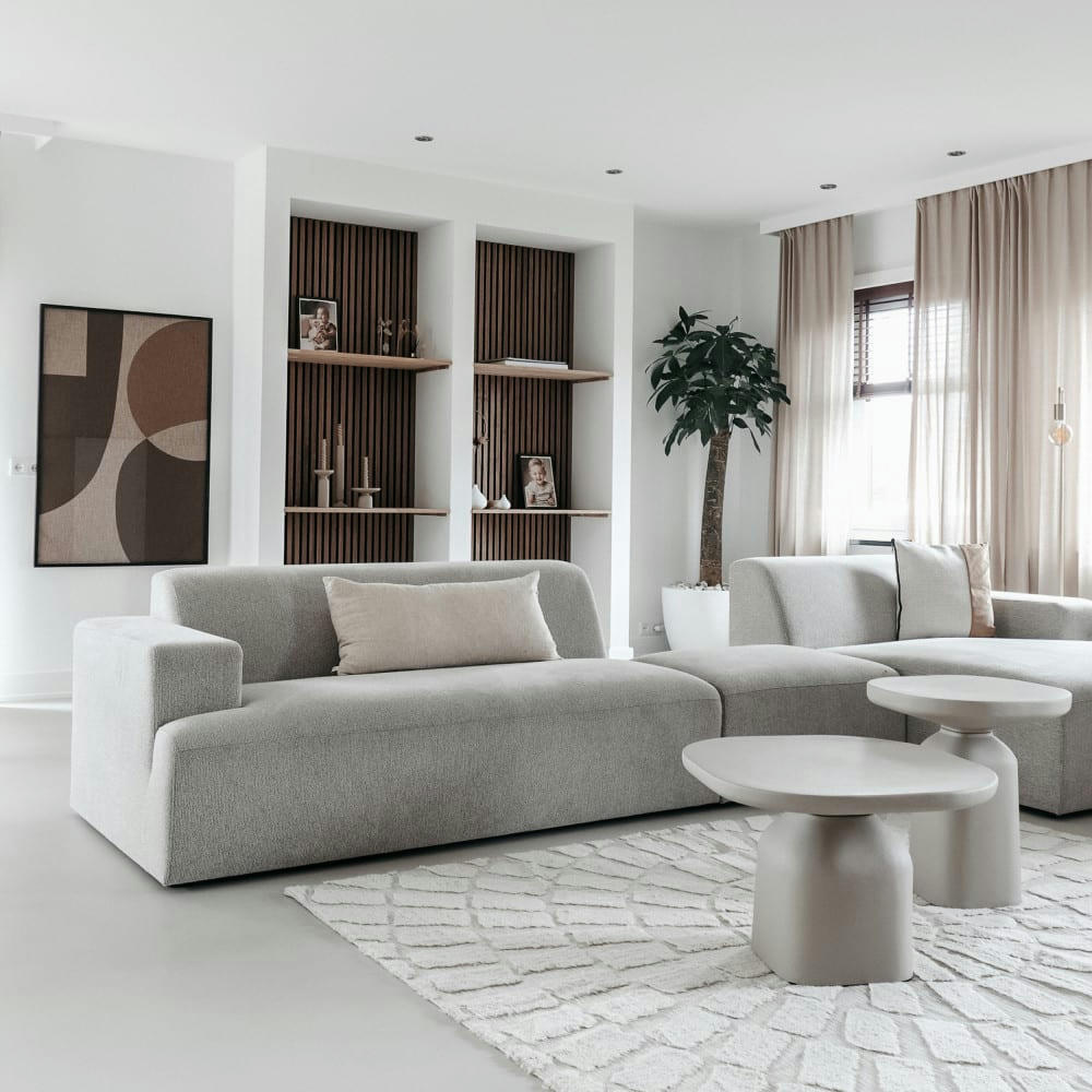 SQUAND - Table d'appoint en aluminium D45cm beige