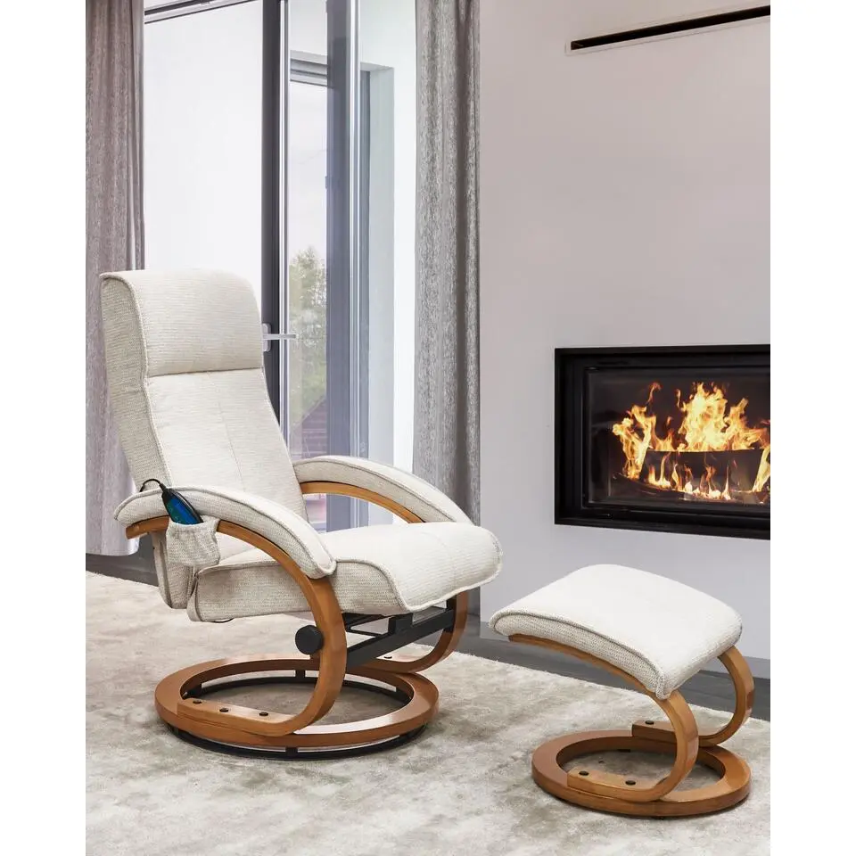 HERO - Relaxfauteuil met voetenbank - Lichtbeige - Polyester