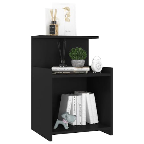 NNEVL Bed Cabinets 2 pcs Black 40x35x60 cm Chipboard