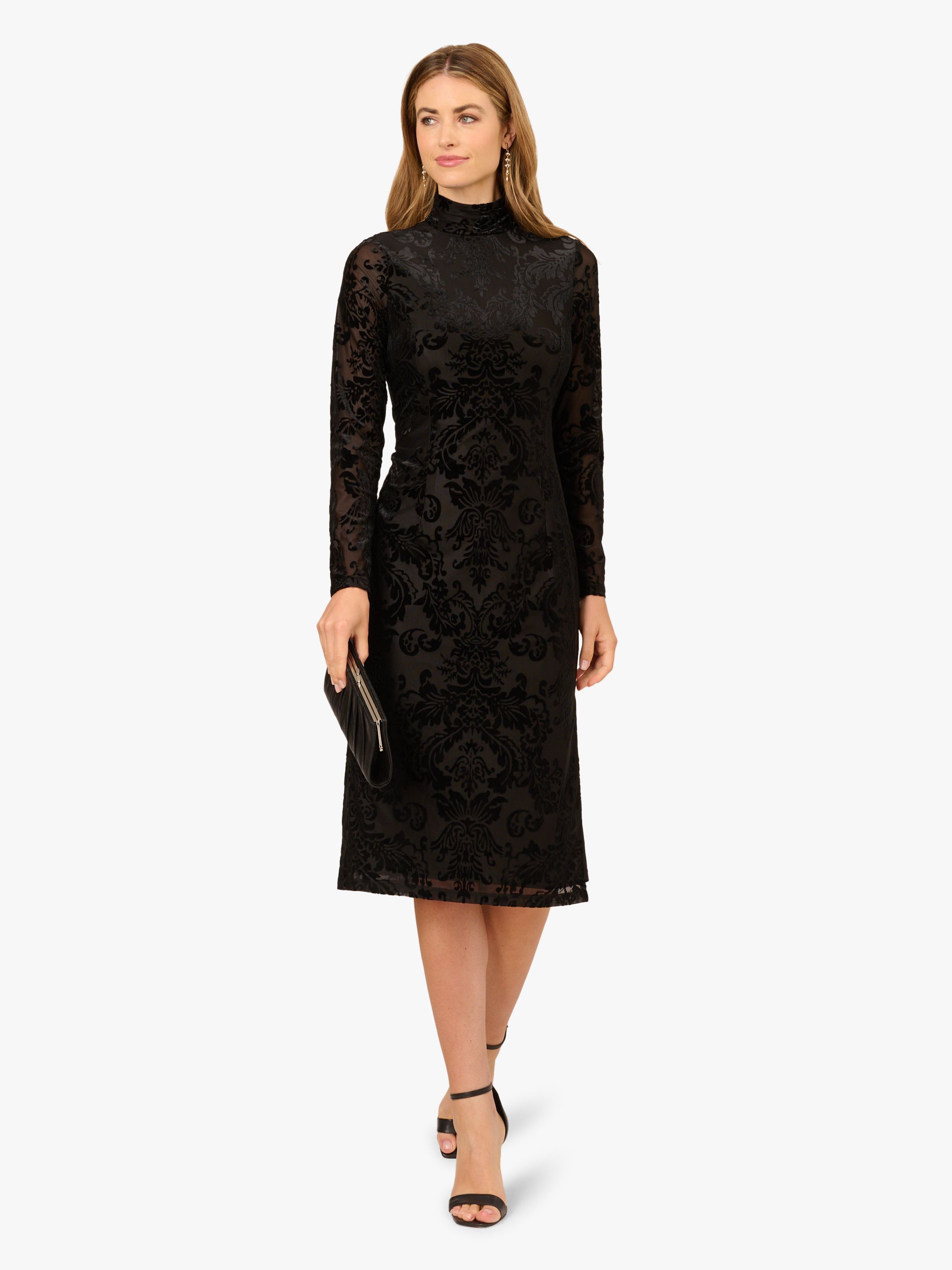 Adrianna Papell Burnout Velvet Midi Dress
