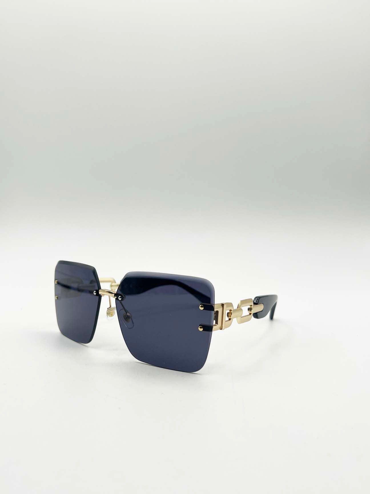 SVNX Rimless Oversized Square Sunglassses