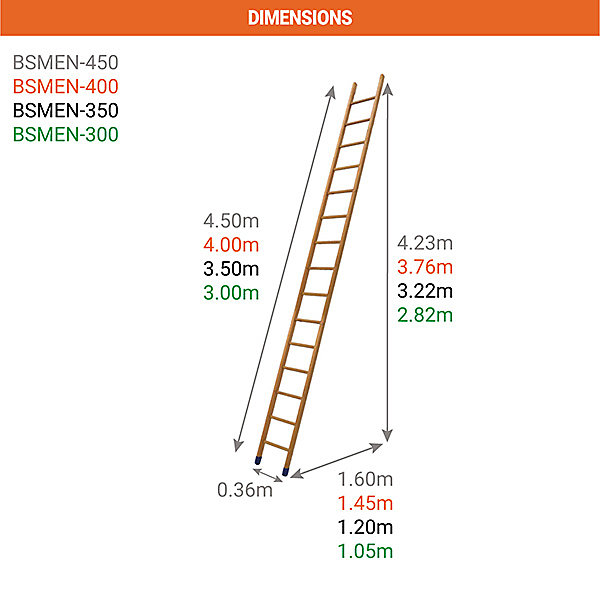 Echelle de meunier 13 marches - Hauteur à atteindre 3.22m - BSMEN-350