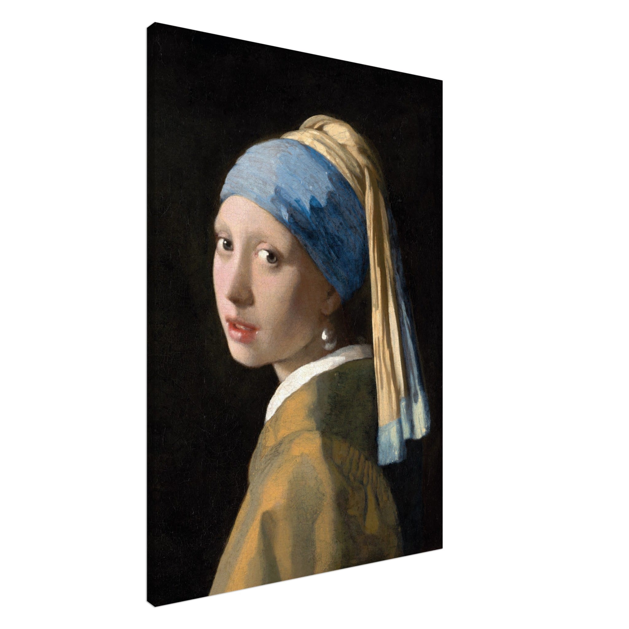 Artfulprints Canvas Johannes Vermeer – Meisje met de parel canvas - 75x100 cm - Blauw