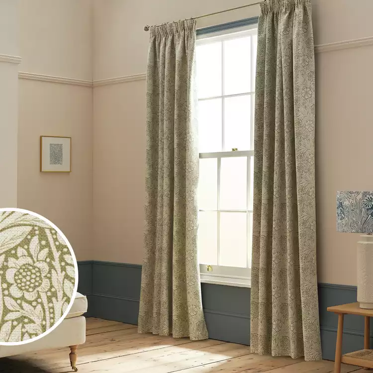 Habitat x Morris & Co. Floral Curtains - Green - 117x137cm