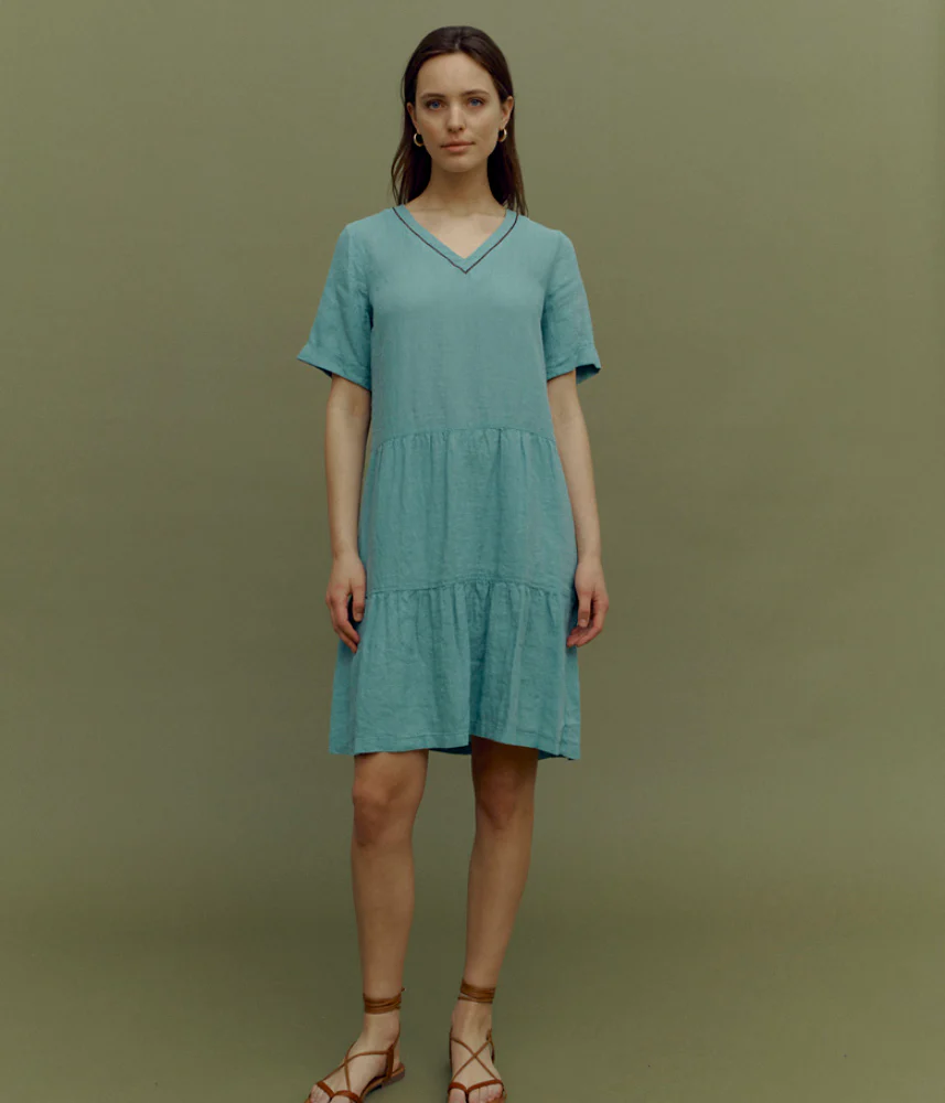 Robe housse à volants en lin lavé REGALA/85098/246