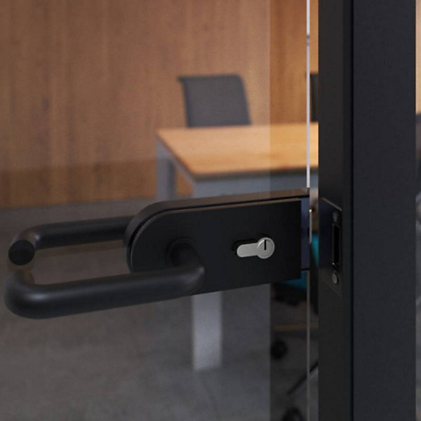 Emuca Serrure pour porte en verre avec cadre en bois, cylindre avec clés, pour porte en verre 8-12mm, acier et aluminium, peint en