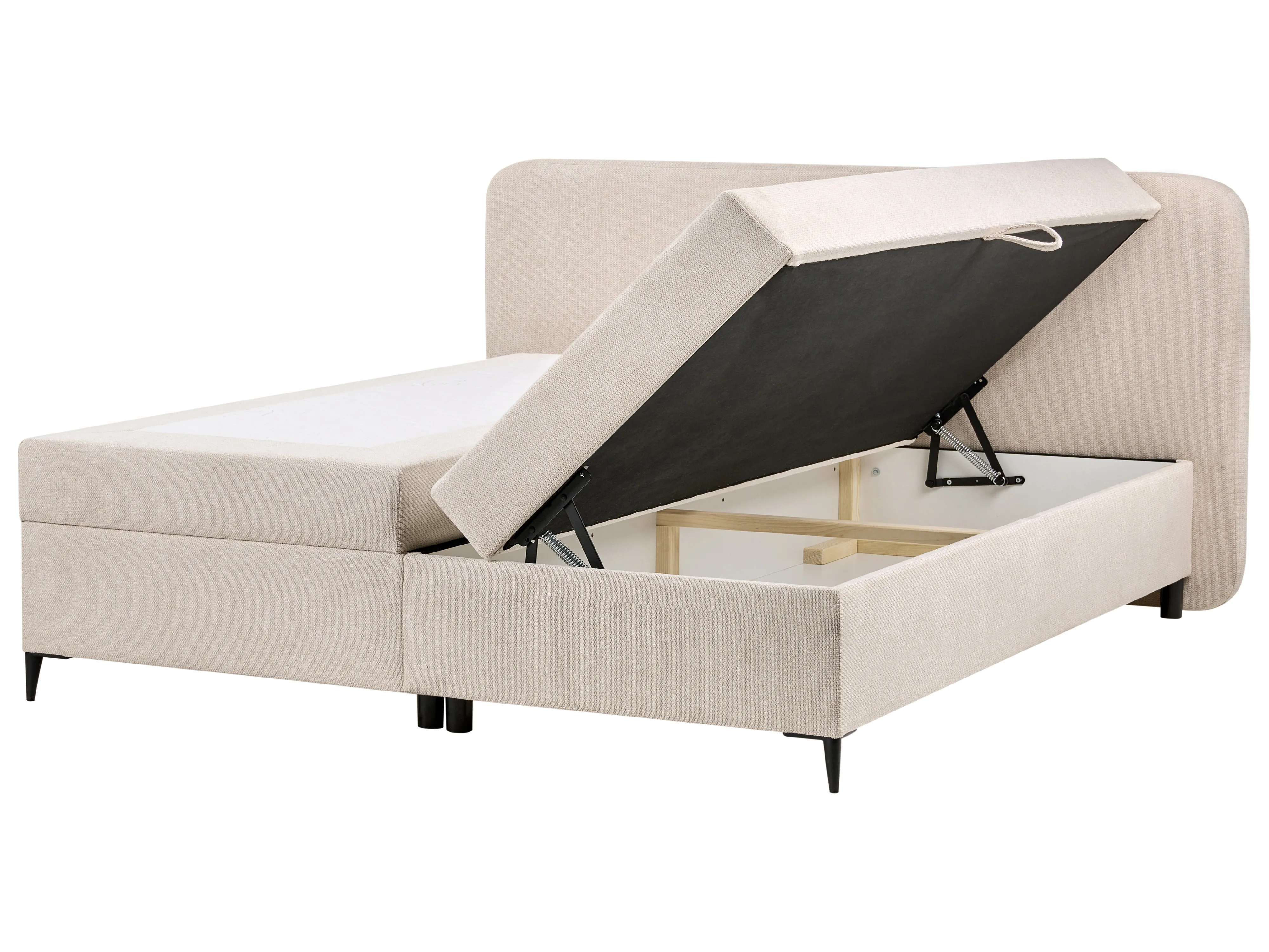 Divan Bed with Storage Fabric REGENT 160 x 200 cm (EU King Size) Light Beige