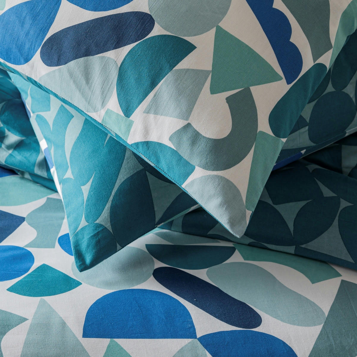 NANO - Parure de lit 2 personnes coton  imprimé bleu 260x240cm